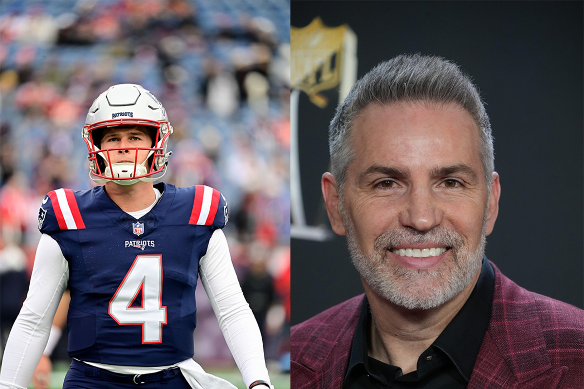 New England Patriots quarterback Bailey Zappe (left) and Pro Football Hall of Famer Kurt Warner (right).